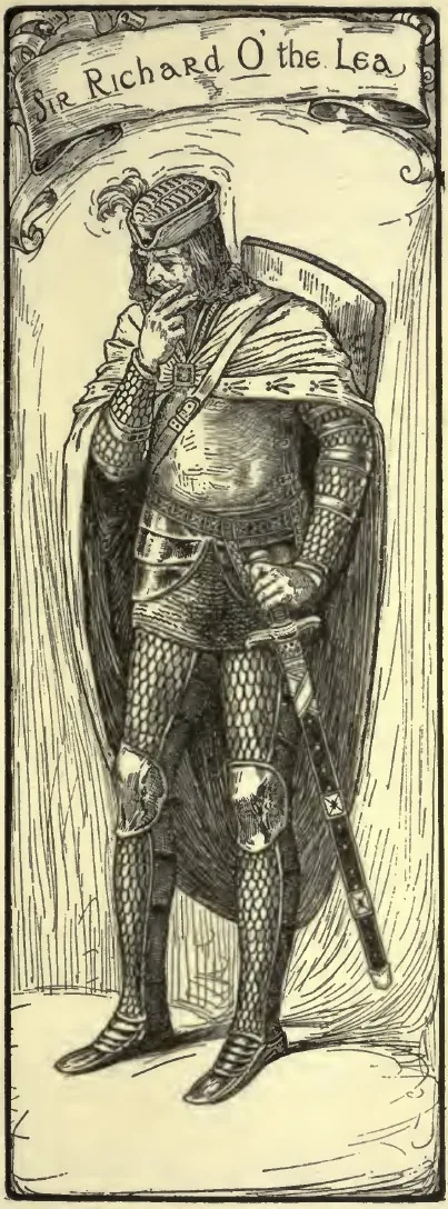 Louis Rhead drawing of Sir Richard at the Lee standing in armour